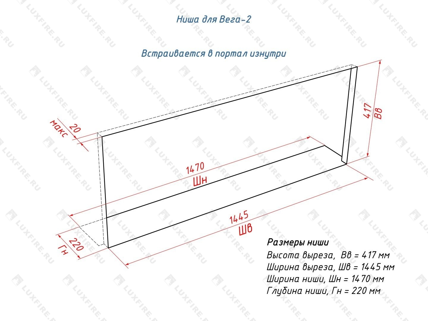 Портальный биокамин Lux Fire "Фаер Бокс Вега-2" Размеры (ВхШхГ; мм)425х1461х210 Портальный биокамин Lux Fire "Фаер Бокс Вега-2" Размеры (ВхШхГ; мм)425х1461х210