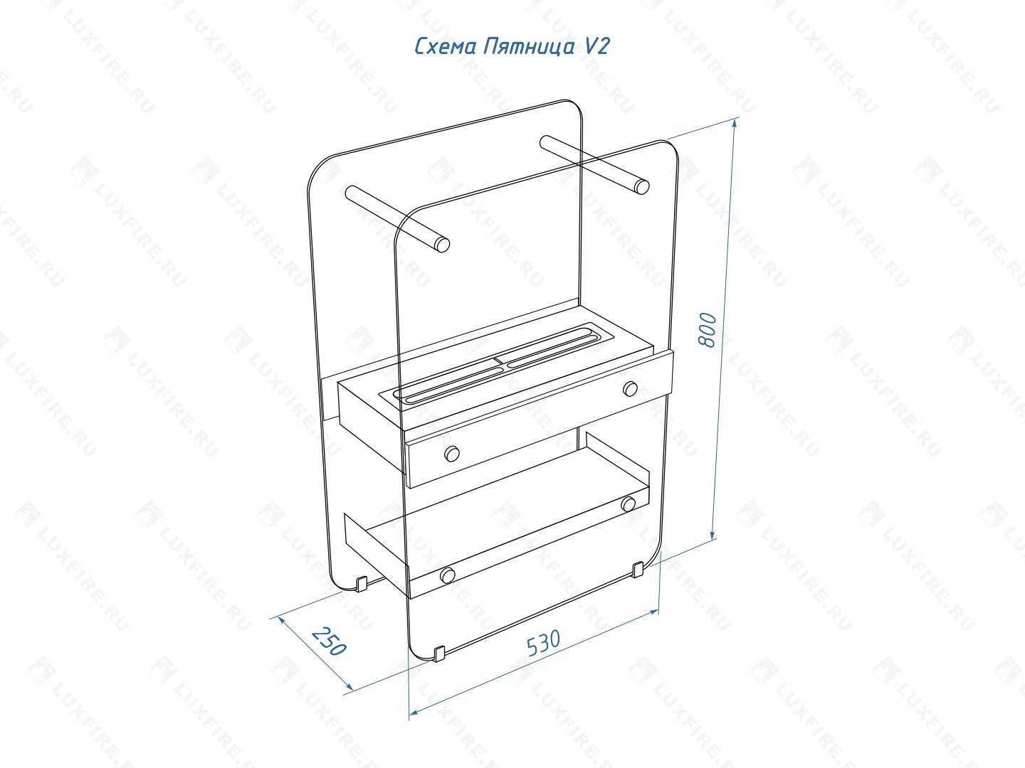 Биокамин напольный Lux Fire "Пятница V2". Размеры (ВхШхГ; мм)800х530х250 Биокамин напольный Lux Fire "Пятница V2". Размеры (ВхШхГ; мм)800х530х250