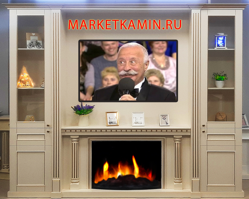 Каминный гарнитур Цезарь со шкафами-витринами. Большие очаги на выбор. Цвет на выбор. Габариты (ШxВxГ)2760x2600x400 мм Каминный гарнитур Цезарь со шкафами-витринами. Большие очаги на выбор. Цвет на выбор. Габариты (ШxВxГ)2760x2600x400 мм