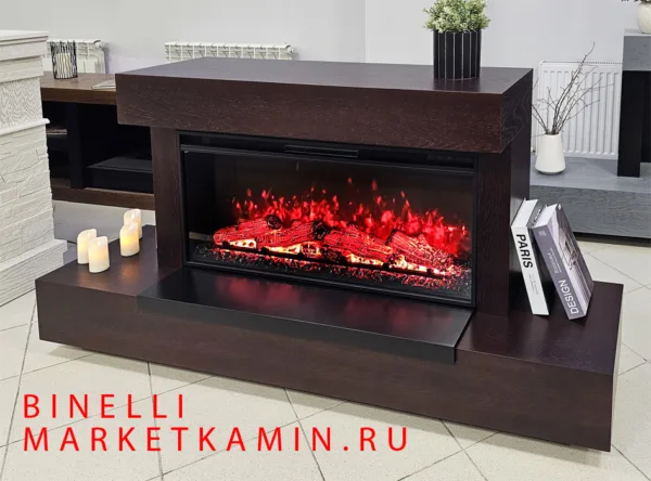 BINELLI (бинелли тёмный дуб) Линейный камин с боковыми полками. Очаги на выбор (варианты в описании) Габариты (ШxВxГ): 1650х900х400 мм BINELLI (бинелли тёмный дуб) Линейный камин с боковыми полками. Очаги на выбор (варианты в описании) Габариты (ШxВxГ): 1650х900х400 мм