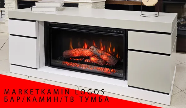Логос Камин-бар с дверками, ТВ-тумба  (белый дуб/серый шёлк) Новые очаги на выбор (LED за стеклом/3D открытый с увлажнением) Габариты (ШxВxГ): 1300х600х400 мм Логос Камин-бар с дверками, ТВ-тумба  (белый дуб/серый шёлк) Новые очаги на выбор (LED за стеклом/3D открытый с увлажнением) Габариты (ШxВxГ): 1300х600х400 мм