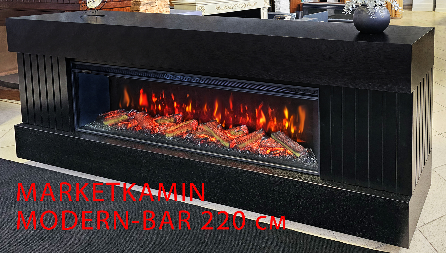 MODERN 2200 камин-бар/Тв-тумба (модерн чёрный дуб) большие очаги 60" на выбор (дрова/кристаллы/3D) Габариты (ШxВxГ): 2200х900х400 мм MODERN 2200 камин-бар/Тв-тумба (модерн чёрный дуб) большие очаги 60" на выбор (дрова/кристаллы/3D) Габариты (ШxВxГ): 2200х900х400 мм