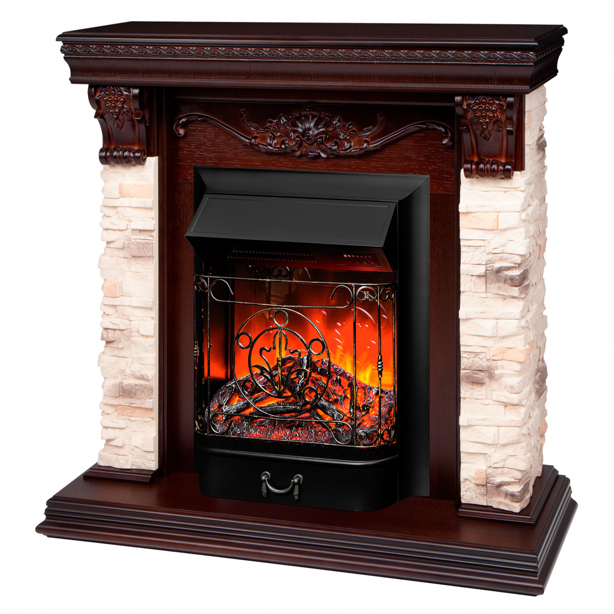 Электрокамин RealFlame Patricia NT с Majestic Lux BL, звук потрескивания дров, пульт ДУ. Габариты (ШxВxГ) 99.5x97x37.5 см Электрокамин RealFlame Patricia NT с Majestic Lux BL, звук потрескивания дров, пульт ДУ. Габариты (ШxВxГ) 99.5x97x37.5 см