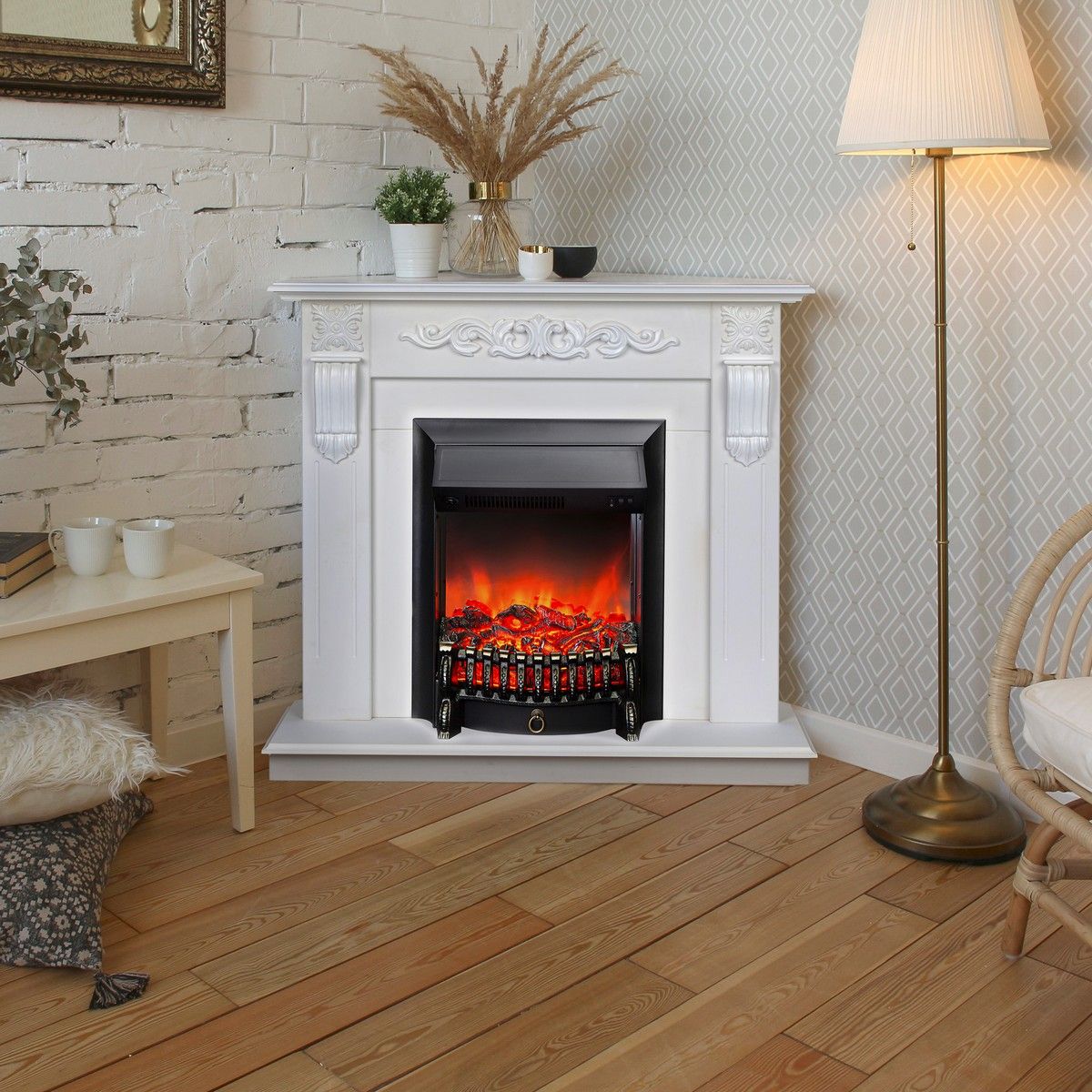 Электрокамин Dominica Corner WT с очагом Fobos Lux Black. Габариты (ШxВxГ) 98x97x30 см Электрокамин Dominica Corner WT с очагом Fobos Lux Black. Габариты (ШxВxГ) 98x97x30 см