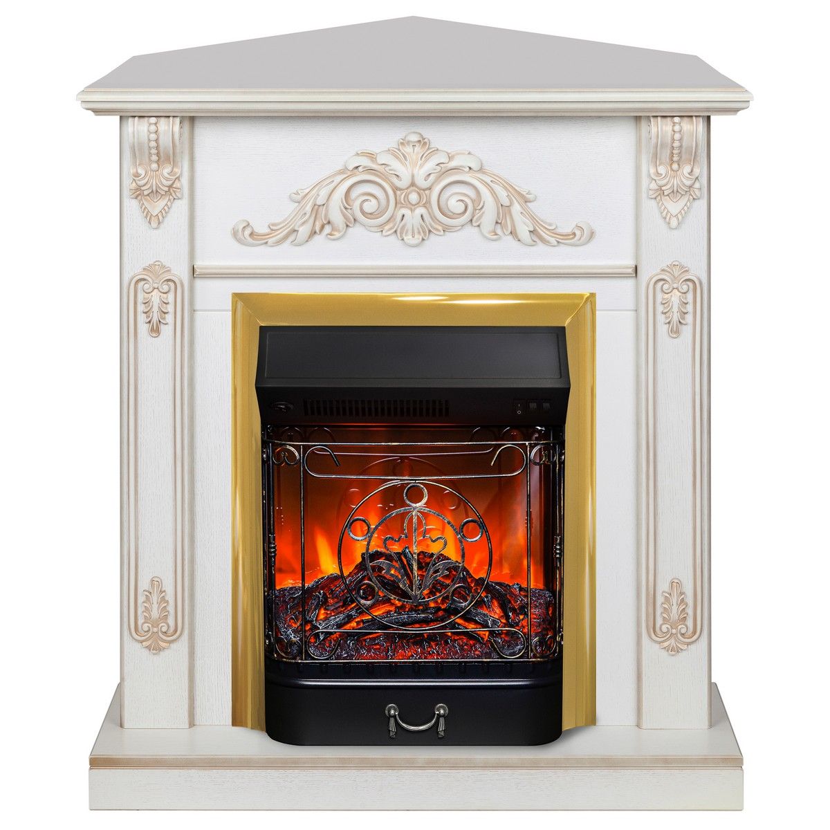 Электрокамин Anita Corner WT с очагом Majestic Lux Brass. Габариты (ШxВxГ) 86x98x60.3 см Электрокамин Anita Corner WT с очагом Majestic Lux Brass. Габариты (ШxВxГ) 86x98x60.3 см