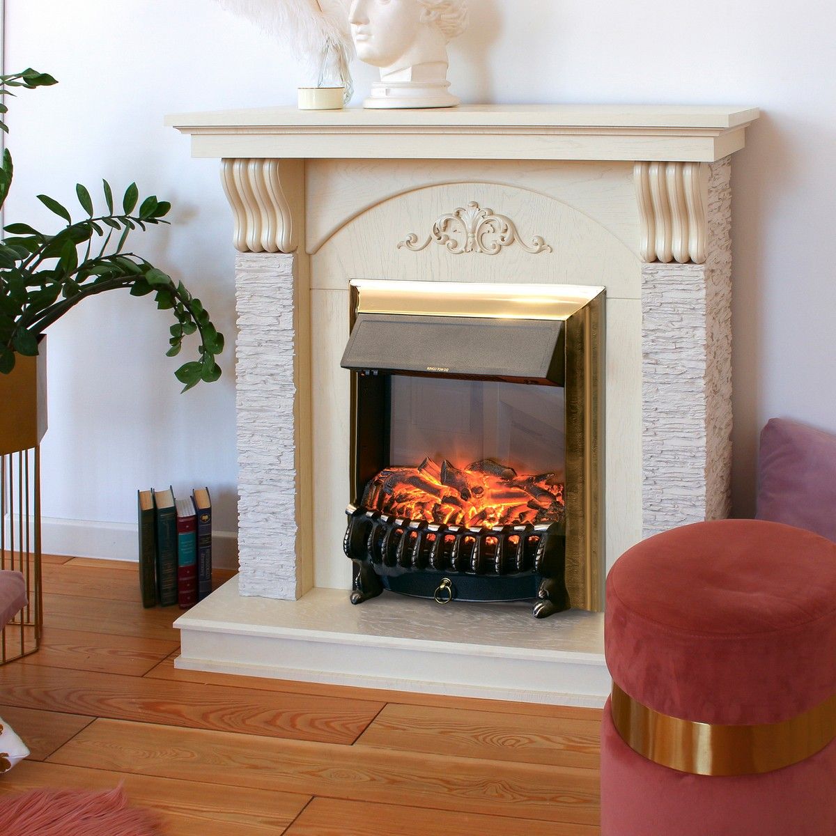 Электрокамин Corfino WT с очагом Fobos Lux Brass. Габариты (ШxВxГ) 98x97x30 см Электрокамин Corfino WT с очагом Fobos Lux Brass. Габариты (ШxВxГ) 98x97x30 см