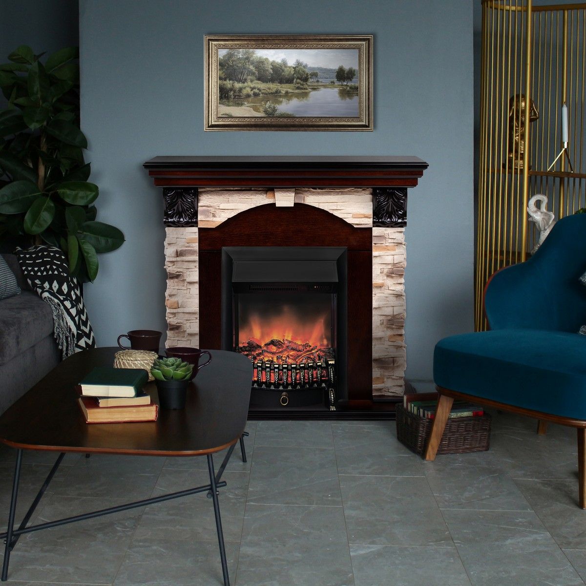 Электрокамин Dublin Rock AO с очагом Fobos Lux Black RC. Габариты (ШxВxГ) 98x97x30 см Электрокамин Dublin Rock AO с очагом Fobos Lux Black RC. Габариты (ШxВxГ) 98x97x30 см