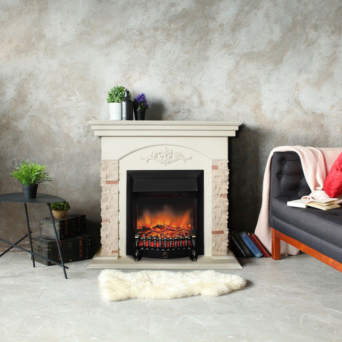 Электрокамин Neapolis WT с очагом Fobos Lux Black RC. Габариты (ШxВxГ) 98x97x30 см Электрокамин Neapolis WT с очагом Fobos Lux Black RC. Габариты (ШxВxГ) 98x97x30 см