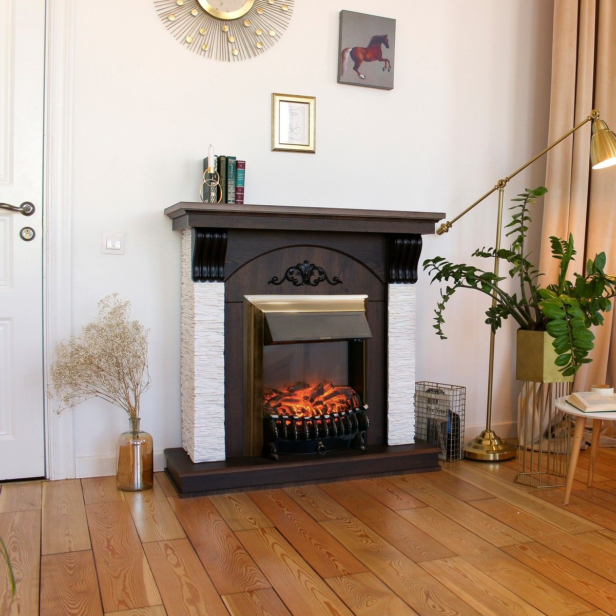 Электрокамин Corfino NT с очагом Fobos Lux Brass. Габариты (ШxВxГ) 98x97x30 см Электрокамин Corfino NT с очагом Fobos Lux Brass. Габариты (ШxВxГ) 98x97x30 см