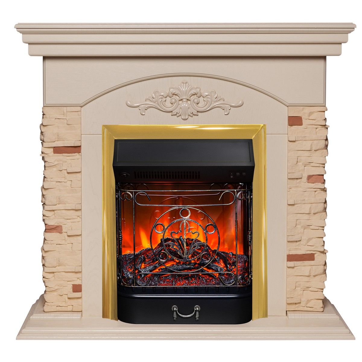 Электрокамин Neapolis WT с очагом Majestic Lux Brass. Габариты (ШxВxГ) 104x97x37 см Электрокамин Neapolis WT с очагом Majestic Lux Brass. Габариты (ШxВxГ) 104x97x37 см