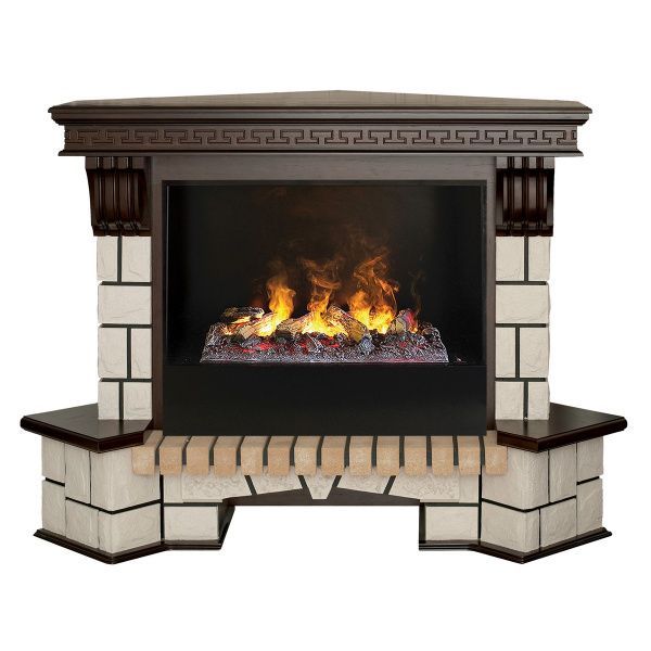 Электрокамин RealFlame Stone Coner 26 AO с очагом 3D Cassette 630. Габариты (ШxВxГ) 142x105.5x86 см