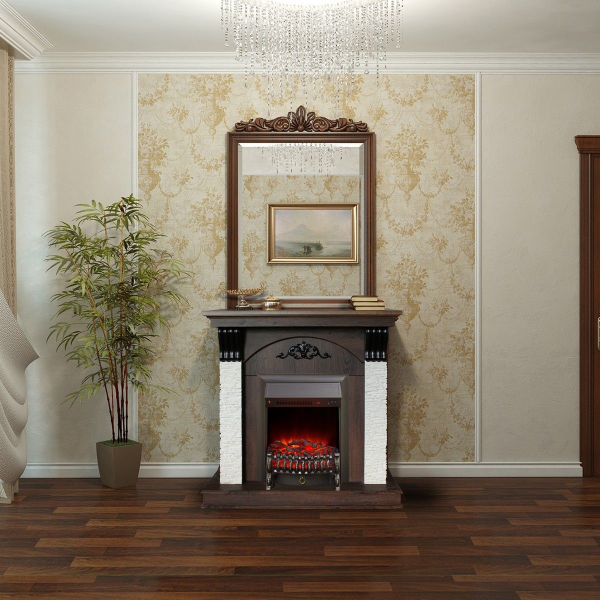 Электрокамин Corfino NT с очагом Fobos Lux Black. Габариты (ШxВxГ) 98x97x30 см Электрокамин Corfino NT с очагом Fobos Lux Black. Габариты (ШxВxГ) 98x97x30 см