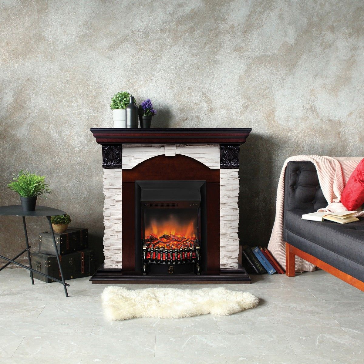 Электрокамин Dublin Lux AO с очагом Fobos Lux Black. Габариты (ШxВxГ) 98x97x30 см Электрокамин Dublin Lux AO с очагом Fobos Lux Black. Габариты (ШxВxГ) 98x97x30 см