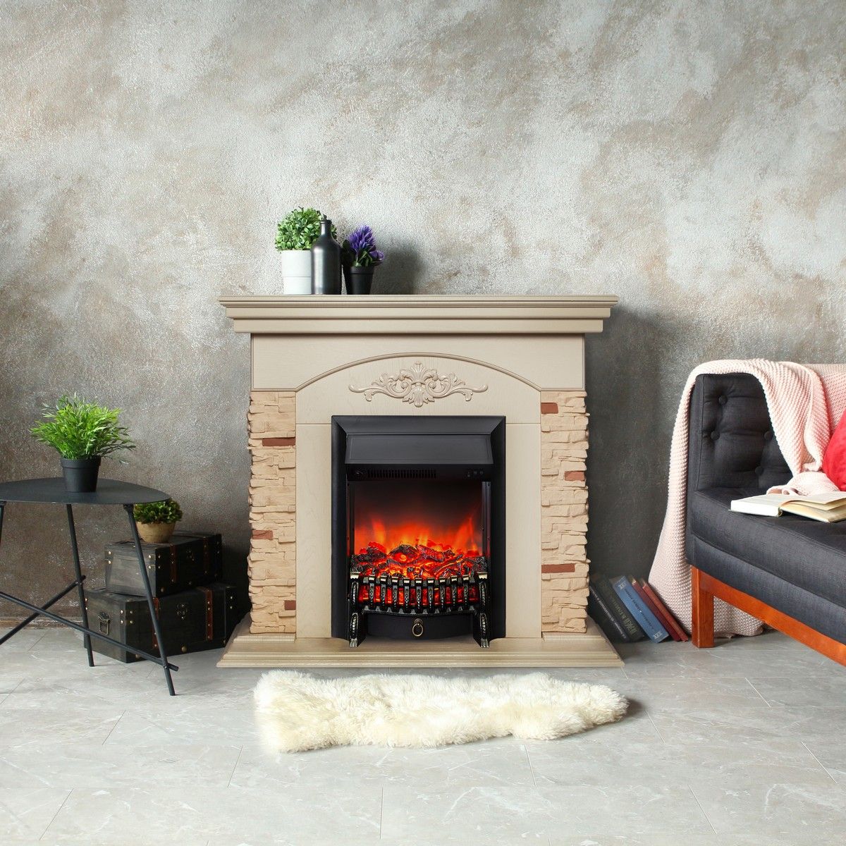 Электрокамин Neapolis WT с очагом Fobos Lux Black. Габариты (ШxВxГ) 98x97x30 см Электрокамин Neapolis WT с очагом Fobos Lux Black. Габариты (ШxВxГ) 98x97x30 см