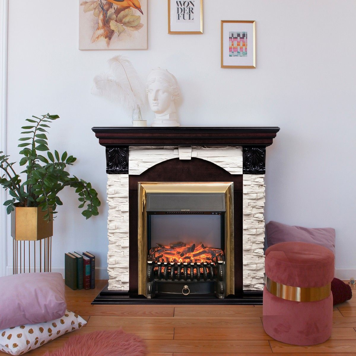 Электрокамин Dublin Lux AO с очагом Fobos Lux Brass. Габариты (ШxВxГ) 98x97x30 см Электрокамин Dublin Lux AO с очагом Fobos Lux Brass. Габариты (ШxВxГ) 98x97x30 см