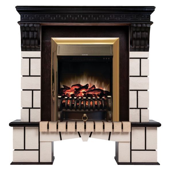 Электрокамин RealFlame Stone AO с очагом Fobos Lux Brass. Габариты (ШxВxГ) 99x112x37 см Электрокамин RealFlame Stone AO с очагом Fobos Lux Brass. Габариты (ШxВxГ) 99x112x37 см