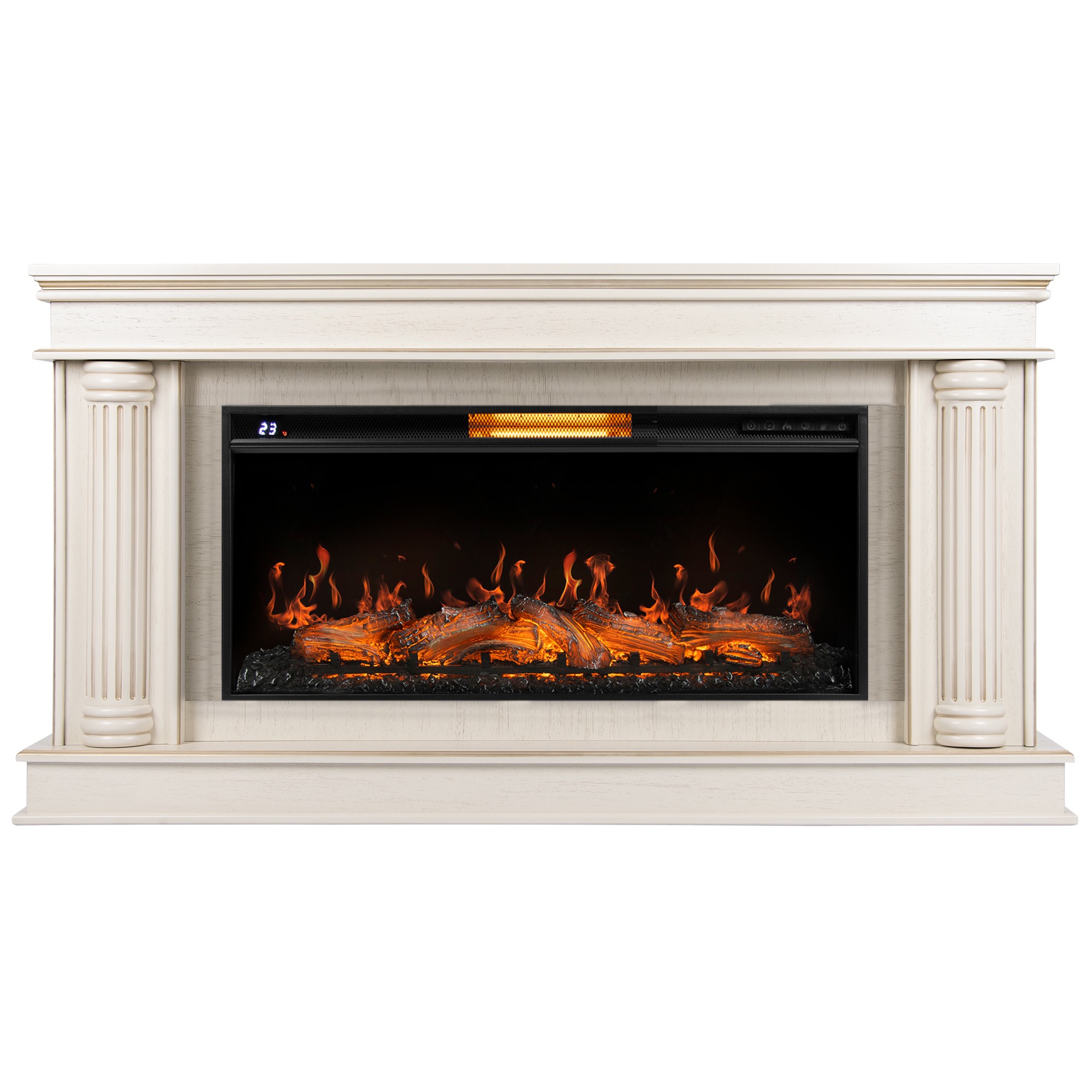 Olympia (Олимпия) белый дуб с золотой патиной. Очаг Royal Thermo Aurora RTFP/P-AR40LS. Габариты (ШxВxГ): 1600х1000х380 мм Olympia (Олимпия) белый дуб с золотой патиной. Очаг Royal Thermo Aurora RTFP/P-AR40LS. Габариты (ШxВxГ): 1600х1000х380 мм
